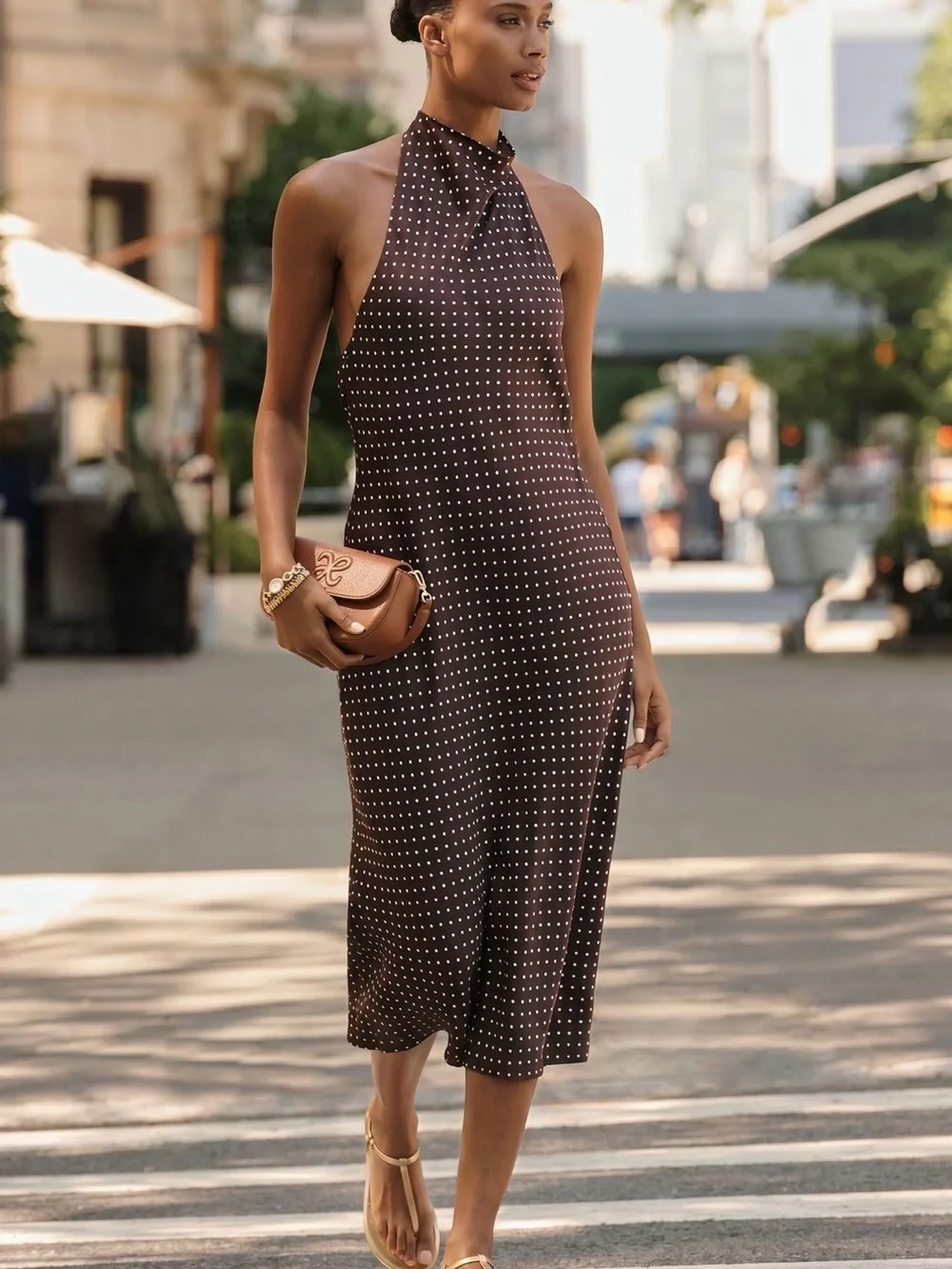 NWT. Anthropologie Maeve Jamie Satin Halter Midi Dress.